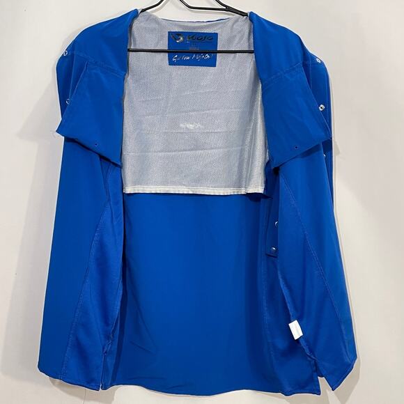 Mojo Sportswear Co Fishing Shirt Men's Medium Blue Pearl Snap Vented Quick Dry - Picture 3 of 13